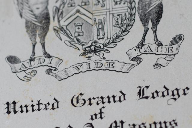 United Grand Lodge of England crest of arms bookplate, 1832 ©Museum of Freemasonry, London