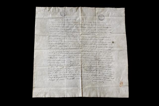 Letter of thanks from Prince Hall, Master of African Lodge No.459, Boston, Massachusetts, to Henry Frederick, Duke of Cumberland, Grand Master of the Moderns Grand Lodge (1785) ©Museum of Freemasonry