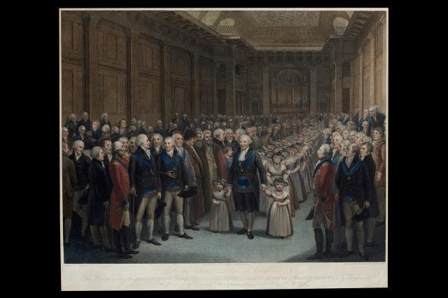 Bartholomew Ruspini leading school children, Freemasons' Hall, 1802 ©Museum of Freemasonry, London