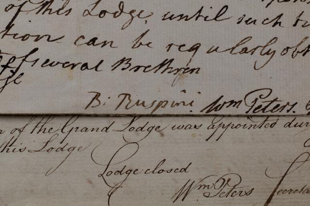 Ruspini signature on personal letter, c1790s ©Museum of Freemasonry, London
