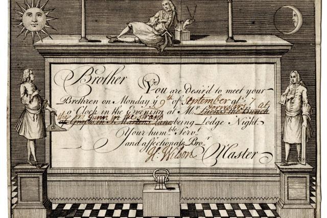 Lodge at the One Tunn in the Strand, c1734, 140mm x 178mm ©Museum of Freemasonry, London