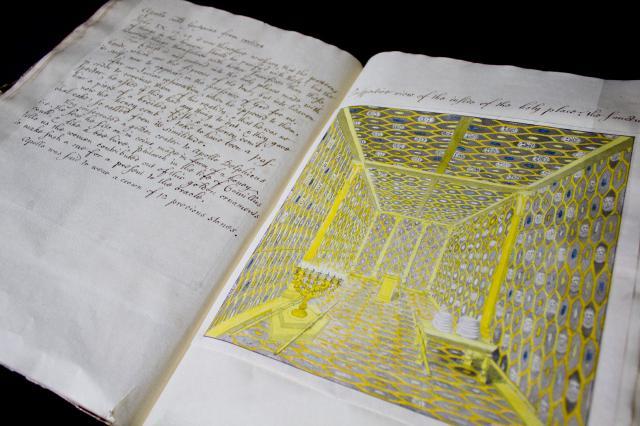 Page from manuscript showing the inside of Solomon's Temple