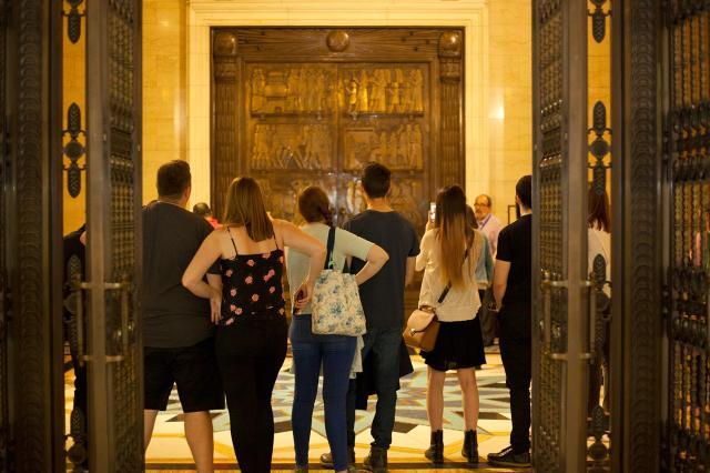 Visitors on the tour at Grand Temple doors ©Museum of Freemasonry