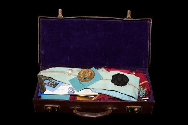 Freemason’s suitcase with regalia ©Museum of Freemasonry