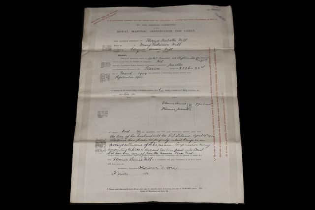 Formal petition for Parkinson Hill girls to School for Girls, 1912 ©Museum of Freemasonry, London