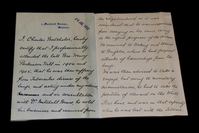 Handwritten letter from Parkinson Hill petition to School for Girls, 1912 ©Museum of Freemasonry, London