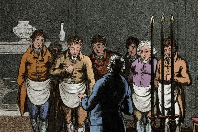 Detail from ‘A Meeting of the Free Masons for the Admission of Masters’ by Thomas Palser (1812) ©Museum of Freemasonry