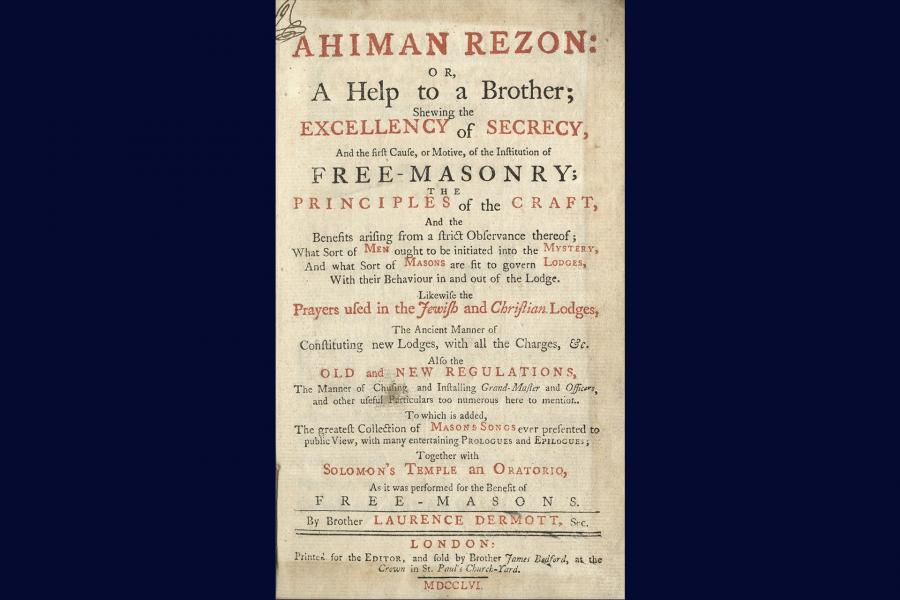 Ahiman Rezon Frontispiece, 1751 ©Museum of Freemasonry
