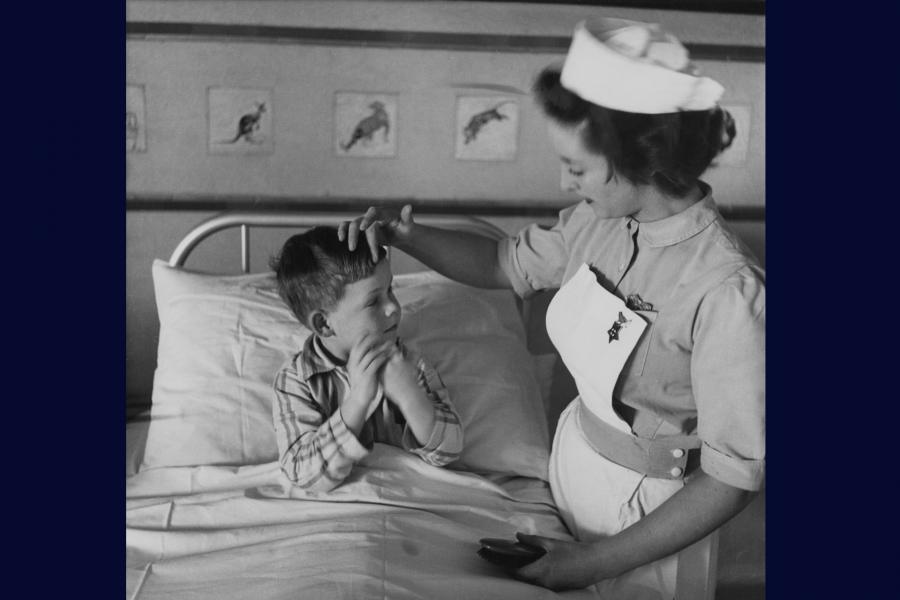 A student nurse attends a young patient ©Museum of Freemasonry, London