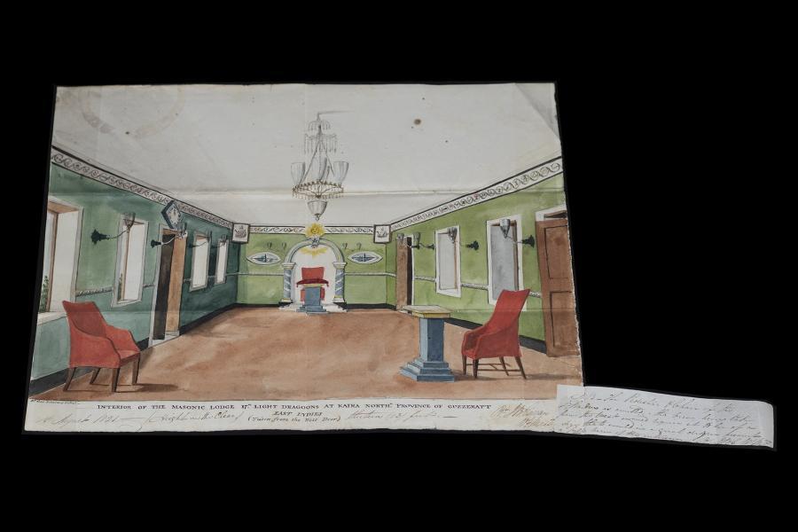 Watercolours of a lodge room, 1822	©Museum of Freemasonry, London