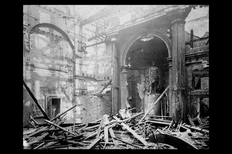 Photograph of the ruined Grand Temple following the fire of 1883 ©Museum of Freemasonry, London