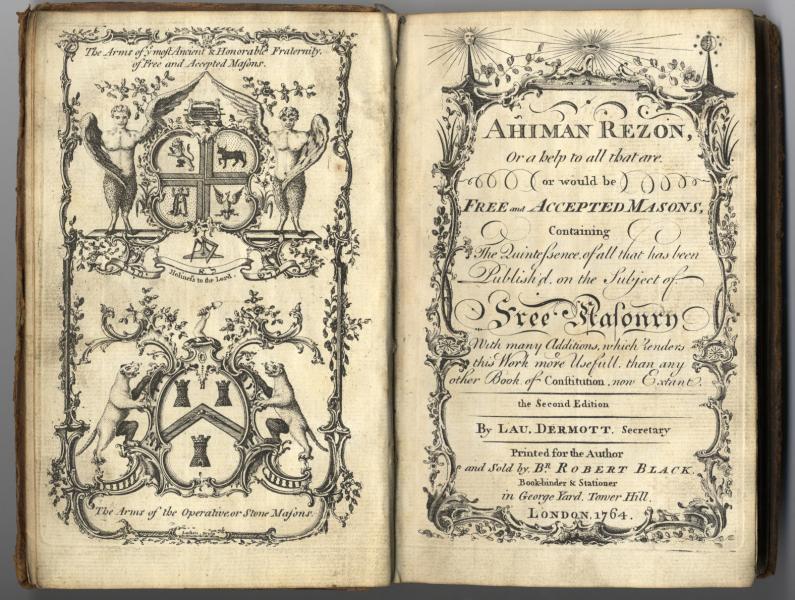 Frontispiece and title page of Ahiman Rezon or a help to a Brother