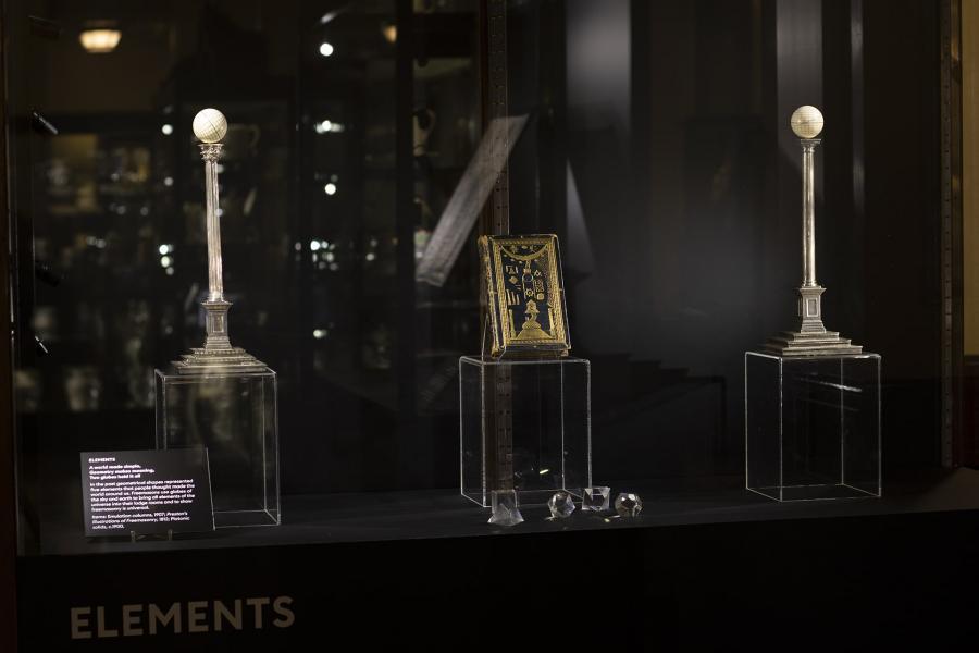 Elements display from Phases by Lumen at Museum of Freemasonry ©Lumen and Museum of Freemasonry, London 2020