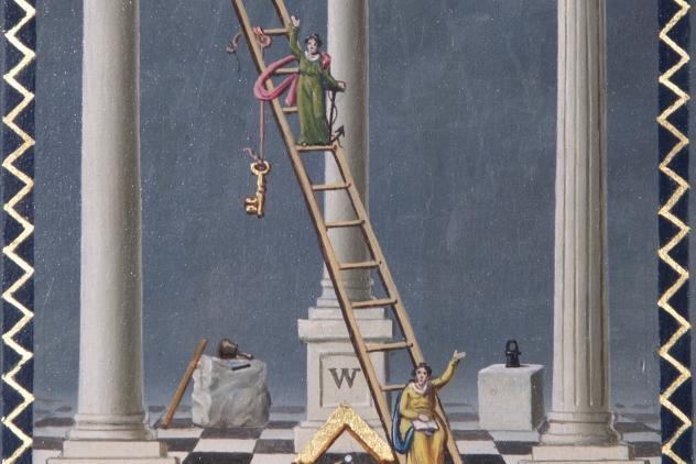 Detail from tracing boards of Lodge of Honor and Generosity, No. 165 by Josiah Bowring (1819) ©Museum of Freemasonry
